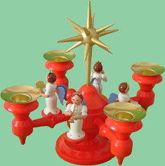 Adventsleuchter rot mit 4 Engeln und Stern